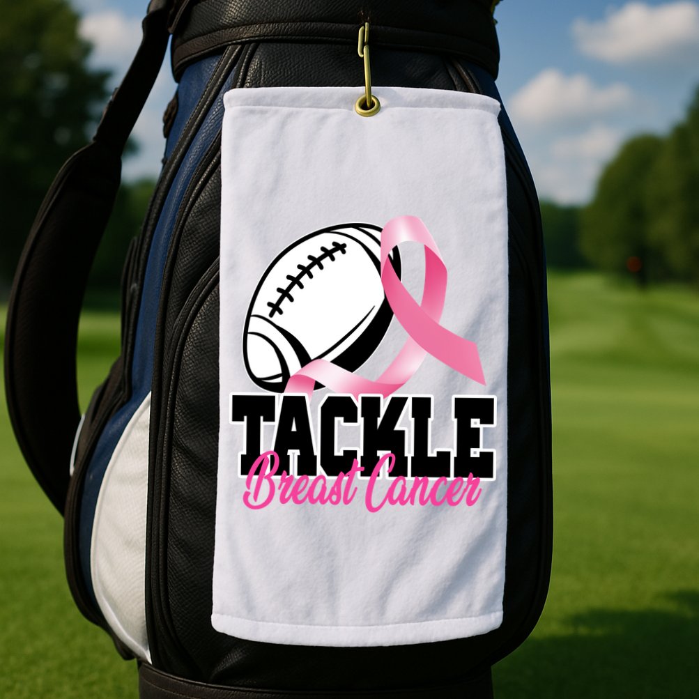 Tackle Breast Cancer Ribbon Football Golf Towel