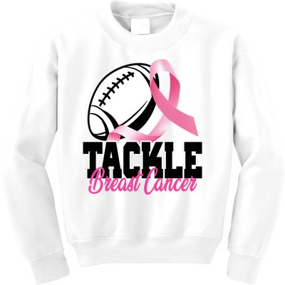 Tackle Breast Cancer Ribbon Football Kids Sweatshirt