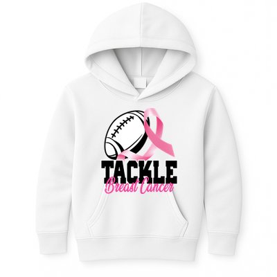 Tackle Breast Cancer Ribbon Football Kids Hoodie