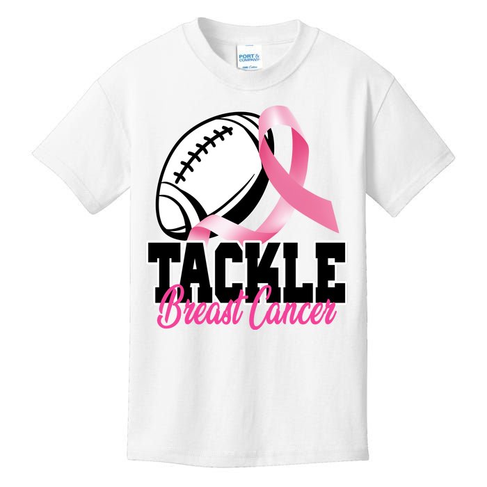 Tackle Breast Cancer Ribbon Football Kids T-Shirt