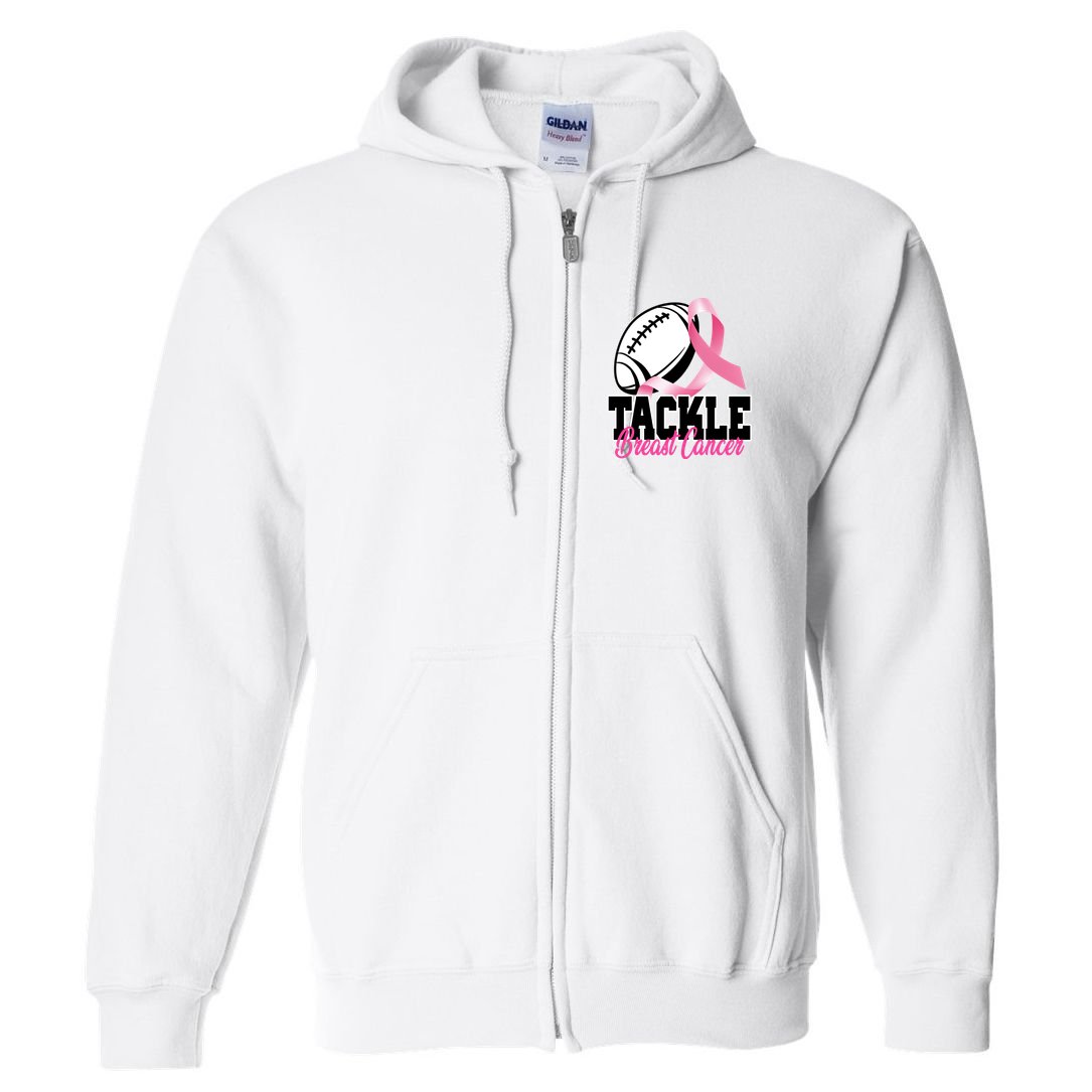 Tackle Breast Cancer Ribbon Football Full Zip Hoodie