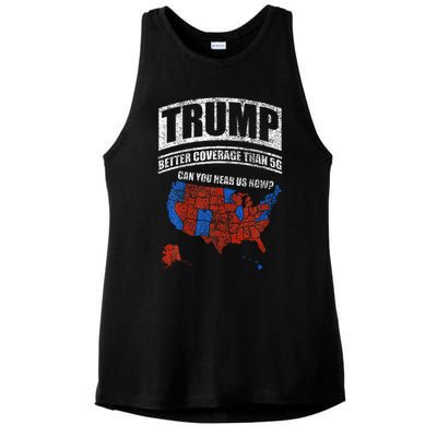 Trump Better Coverage Than 5g Can You Hear Us Now Usa Map Ladies PosiCharge Tri-Blend Wicking Tank