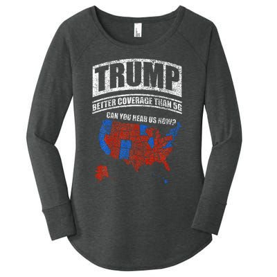 Trump Better Coverage Than 5g Can You Hear Us Now Usa Map Women's Perfect Tri Tunic Long Sleeve Shirt