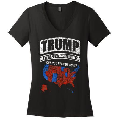 Trump Better Coverage Than 5g Can You Hear Us Now Usa Map Women's V-Neck T-Shirt