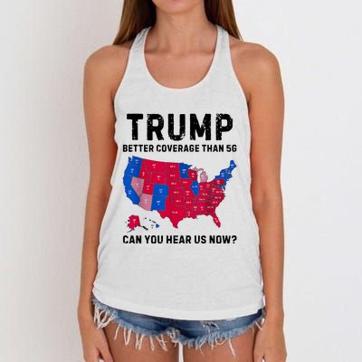 Trump Better Coverage Than 5g Can You Hear Us Now Women's Knotted Racerback Tank