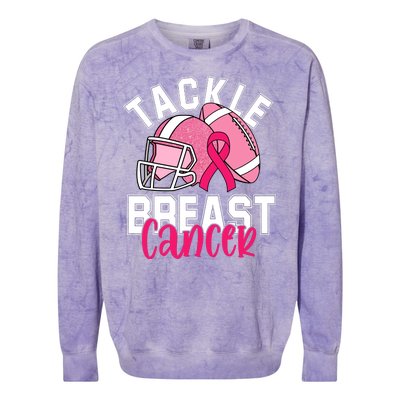 Tackle Breast Cancer Football Ribbon Awareness Colorblast Crewneck Sweatshirt