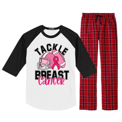 Tackle Breast Cancer Football Ribbon Awareness Raglan Sleeve Pajama Set