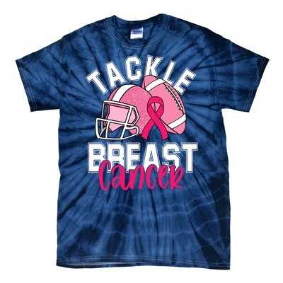 Tackle Breast Cancer Football Ribbon Awareness Tie-Dye T-Shirt