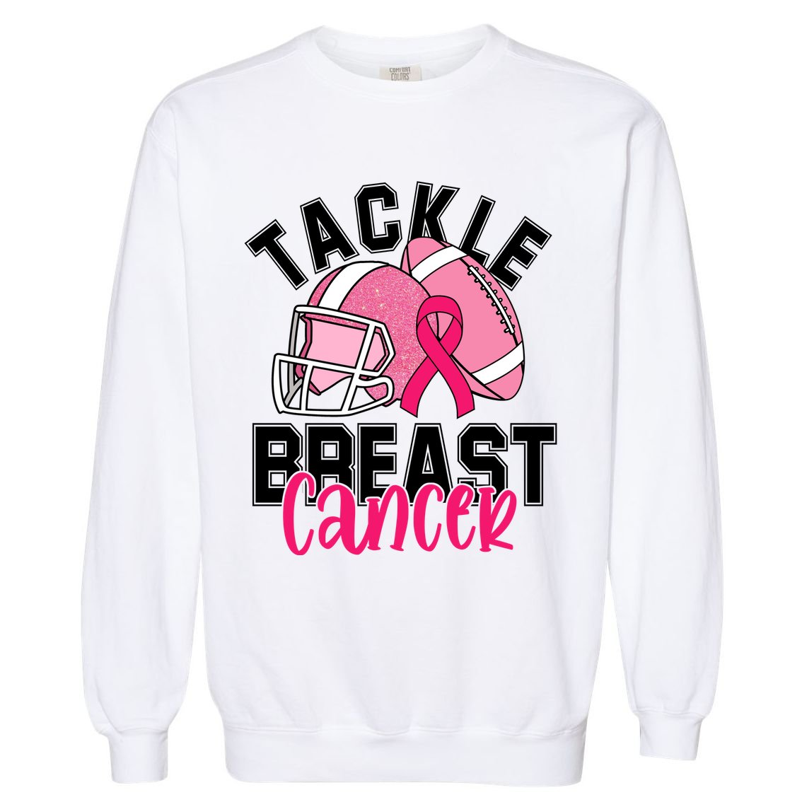 Tackle Breast Cancer Football Ribbon Awareness Garment-Dyed Sweatshirt
