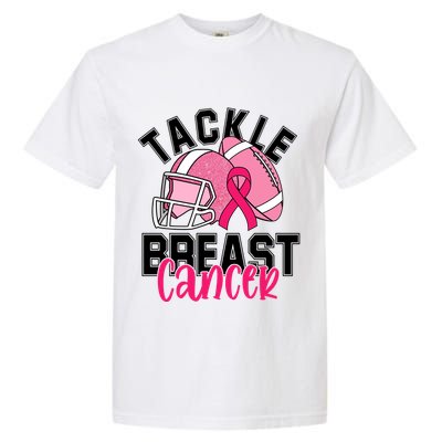 Tackle Breast Cancer Football Ribbon Awareness Garment-Dyed Heavyweight T-Shirt