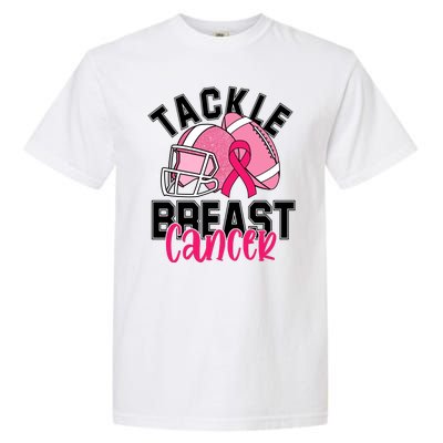 Tackle Breast Cancer Football Ribbon Awareness Garment-Dyed Heavyweight T-Shirt