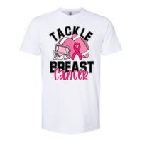 Tackle Breast Cancer Football Ribbon Awareness Softstyle CVC T-Shirt