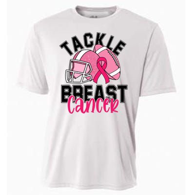 Tackle Breast Cancer Football Ribbon Awareness Cooling Performance Crew T-Shirt