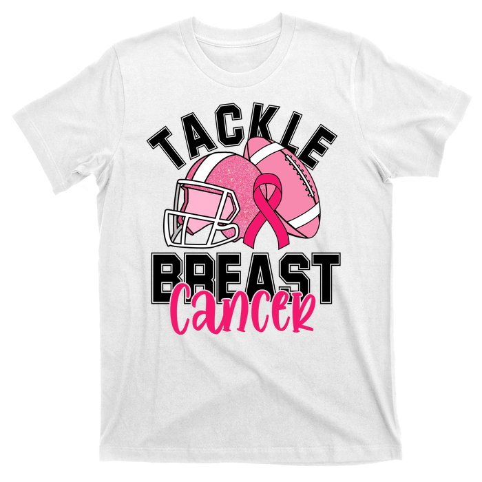 Tackle Breast Cancer Football Ribbon Awareness T-Shirt