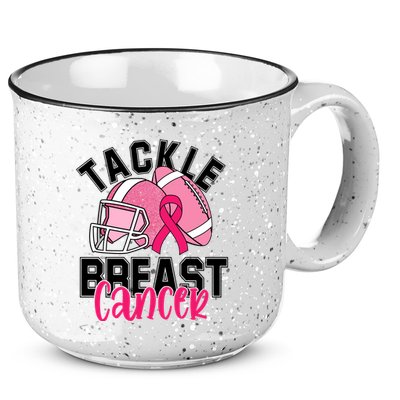 Tackle Breast Cancer Football Ribbon Awareness 15oz Campfire Ceramic Mug