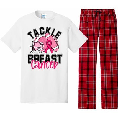 Tackle Breast Cancer Football Ribbon Awareness Pajama Set