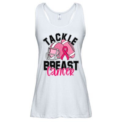 Tackle Breast Cancer Football Ribbon Awareness Ladies Essential Flowy Tank