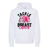 Tackle Breast Cancer Football Ribbon Awareness Premium Hoodie