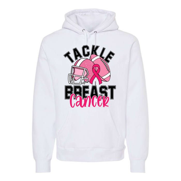 Tackle Breast Cancer Football Ribbon Awareness Premium Hoodie