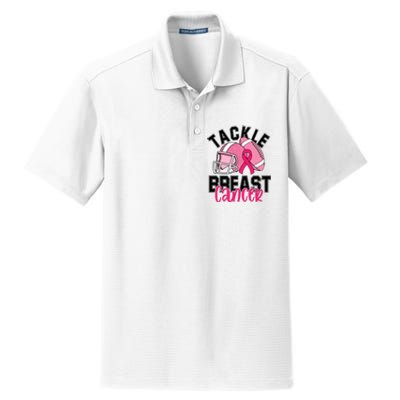 Tackle Breast Cancer Football Ribbon Awareness Dry Zone Grid Polo