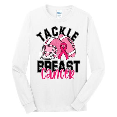 Tackle Breast Cancer Football Ribbon Awareness Tall Long Sleeve T-Shirt