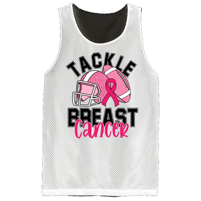 Tackle Breast Cancer Football Ribbon Awareness Mesh Reversible Basketball Jersey Tank