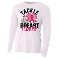 Tackle Breast Cancer Football Ribbon Awareness Cooling Performance Long Sleeve Crew