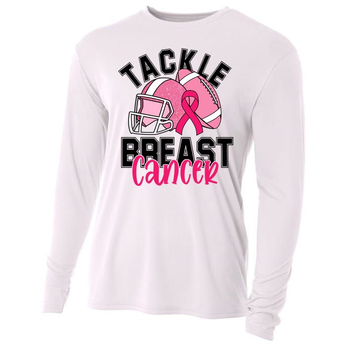 Tackle Breast Cancer Football Ribbon Awareness Cooling Performance Long Sleeve Crew