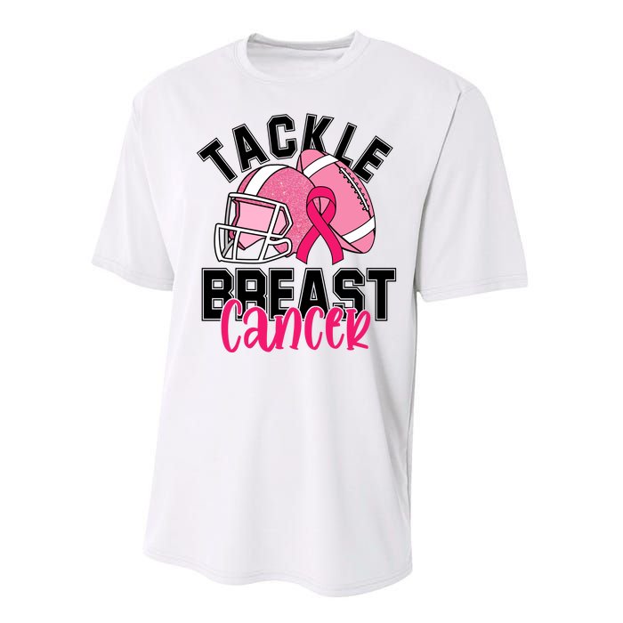 Tackle Breast Cancer Football Ribbon Awareness Performance Sprint T-Shirt