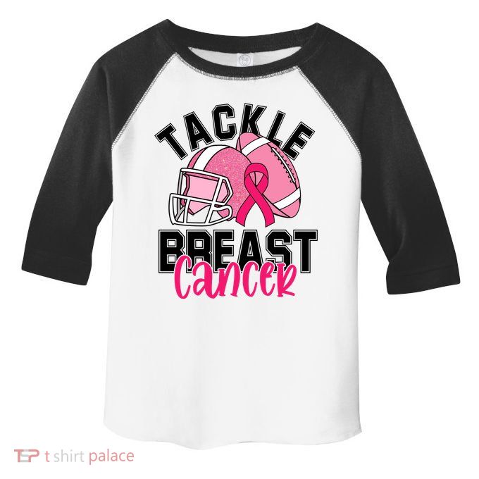 Tackle Breast Cancer Football Ribbon Awareness Toddler Fine Jersey T-Shirt