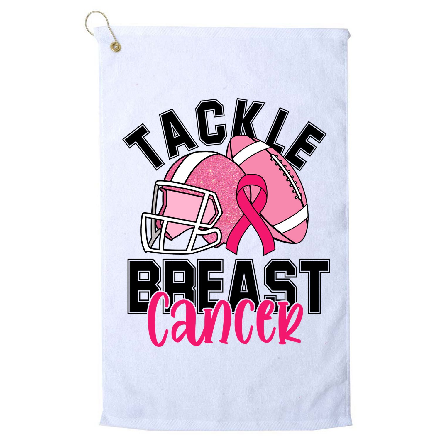 Tackle Breast Cancer Football Ribbon Awareness Golf Towel