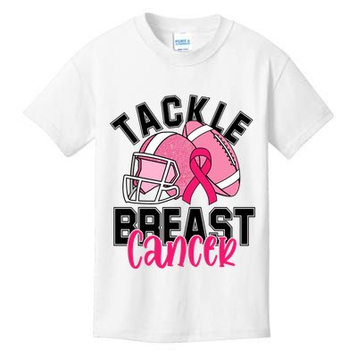 Tackle Breast Cancer Football Ribbon Awareness Kids T-Shirt