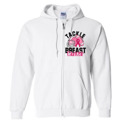 Tackle Breast Cancer Football Ribbon Awareness Full Zip Hoodie