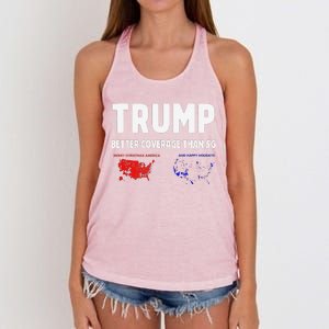 Trump Better Coverage Politics Funny Women's Knotted Racerback Tank