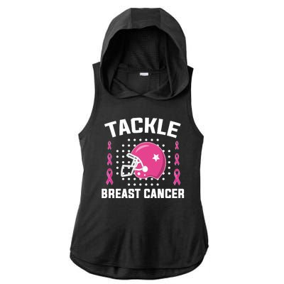 Tackle Breast Cancer Football Helmet Ladies PosiCharge Tri-Blend Wicking Draft Hoodie Tank