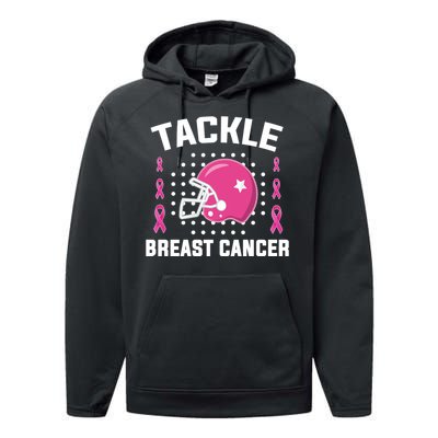 Tackle Breast Cancer Football Helmet Performance Fleece Hoodie