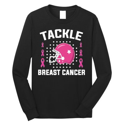 Tackle Breast Cancer Football Helmet Long Sleeve Shirt