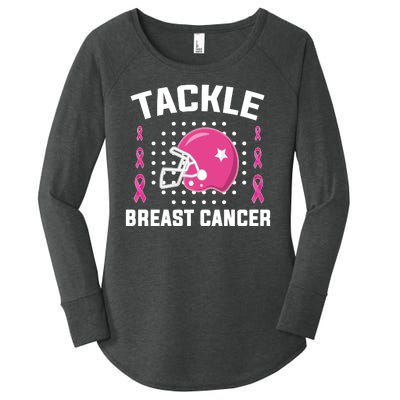 Tackle Breast Cancer Football Helmet Women's Perfect Tri Tunic Long Sleeve Shirt