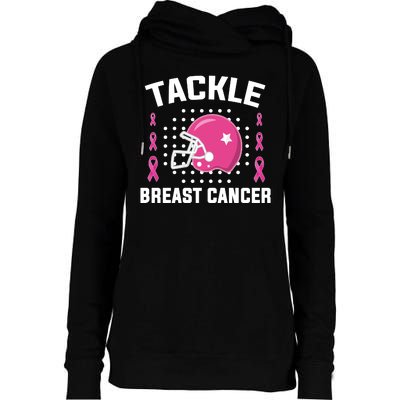 Tackle Breast Cancer Football Helmet Womens Funnel Neck Pullover Hood