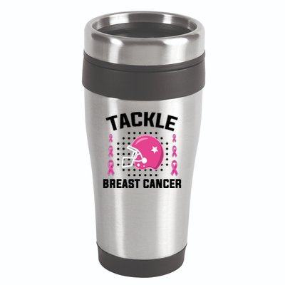 Tackle Breast Cancer Football Helmet 16oz Travel Tumbler