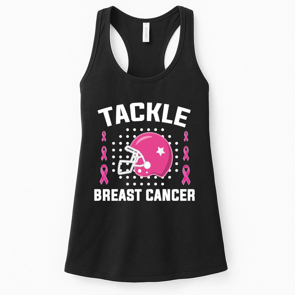 Tackle Breast Cancer Football Helmet Womens Tank Top