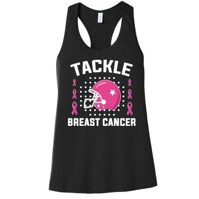 Tackle Breast Cancer Football Helmet Women's Racerback Tank