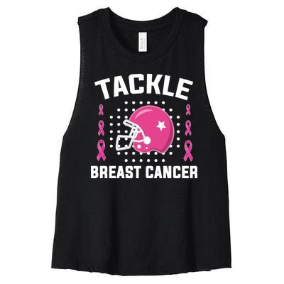 Tackle Breast Cancer Football Helmet Women's Racerback Cropped Tank