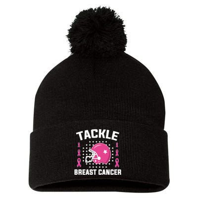 Tackle Breast Cancer Football Helmet Pom Pom 12in Knit Beanie