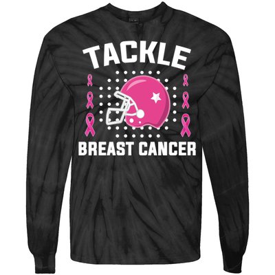 Tackle Breast Cancer Football Helmet Tie-Dye Long Sleeve Shirt