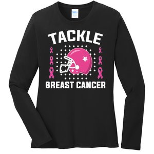 Tackle Breast Cancer Football Helmet Ladies Long Sleeve Shirt