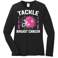 Tackle Breast Cancer Football Helmet Ladies Long Sleeve Shirt