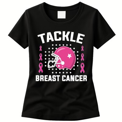 Tackle Breast Cancer Football Helmet Women's T-Shirt