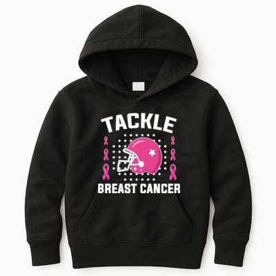 Tackle Breast Cancer Football Helmet Kids Hoodie