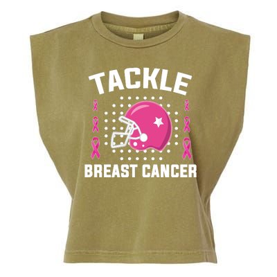 Tackle Breast Cancer Football Helmet Garment-Dyed Women's Muscle Tee